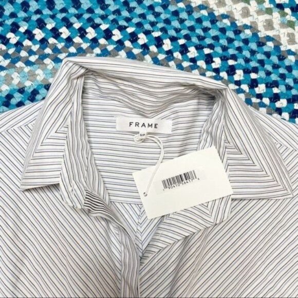 Frame Stripe Wrap Dress Long Sleeve T Shirt Dress Front Buttons sz Small NWT - Picture 8 of 8